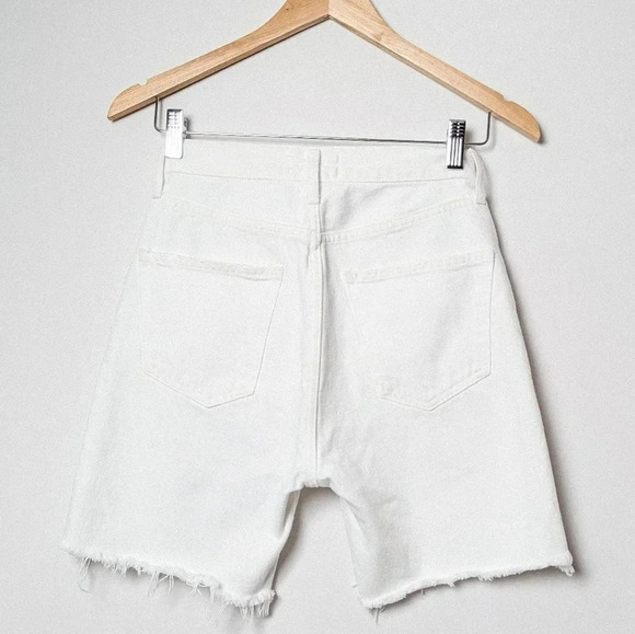 AGOLDE Rumi Shorts Oyster White Long Cut Off Bike Bermuda Denim Jean Aritzia 24 - Picture 10 of 12